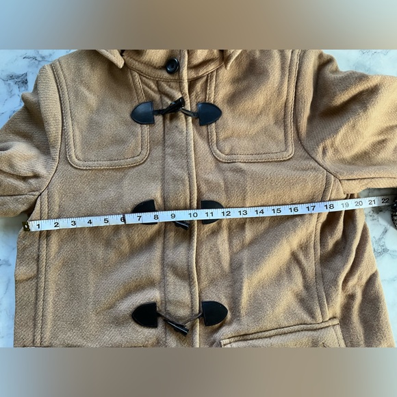 Vintage wool peat coat Jacket tan Camel warm winter weather outer layer hood - Picture 5 of 9